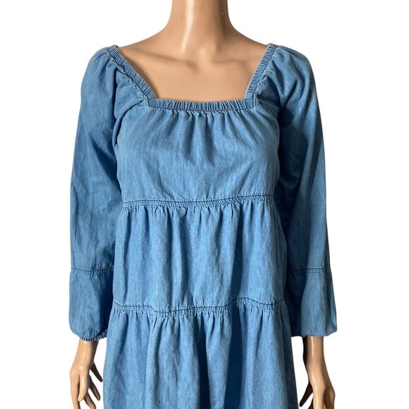 MPH Collection Dress Womens Small Tiered Denim Medium Wash - Picture 8 of 11